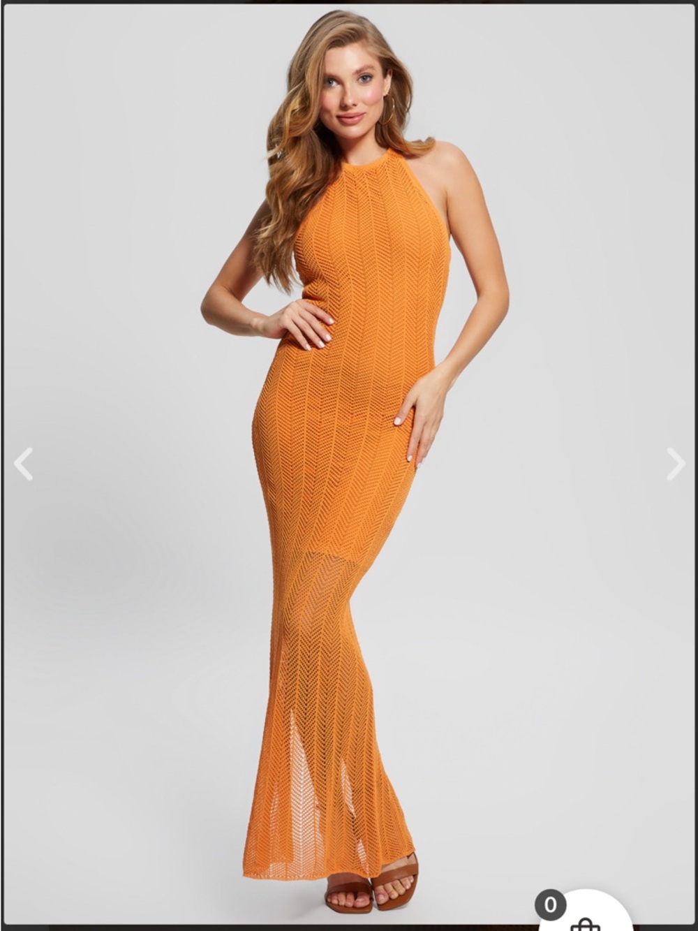 GUESS Orange Knit Maxi Dress